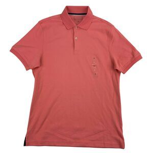 Club Room Mens Soft Touch Interlock Short Sleeve Polo Shirt Pink S